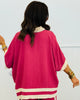 Cranberry Contrast Stripe Shirt & Pants Set (Reg & Plus)