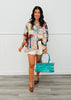 Brown Satin Print Oversized Shirt (Reg & Plus)