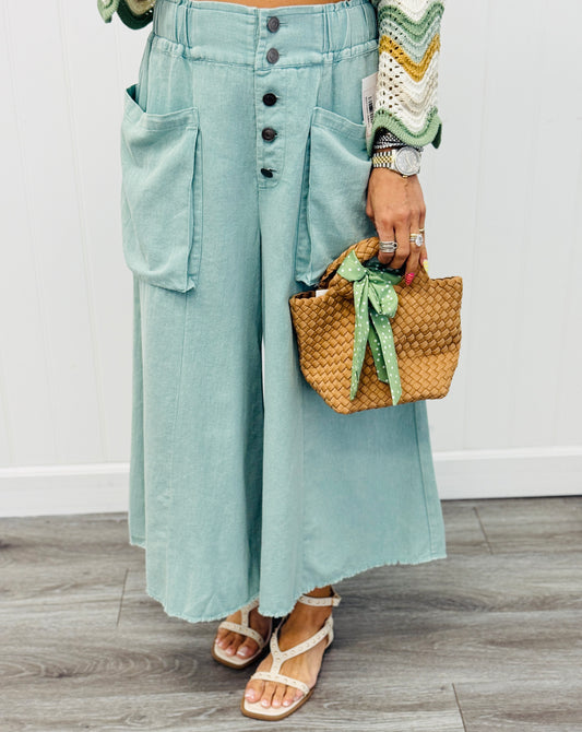 Sage Cropped Wide Leg Pants (Reg. and Plus)