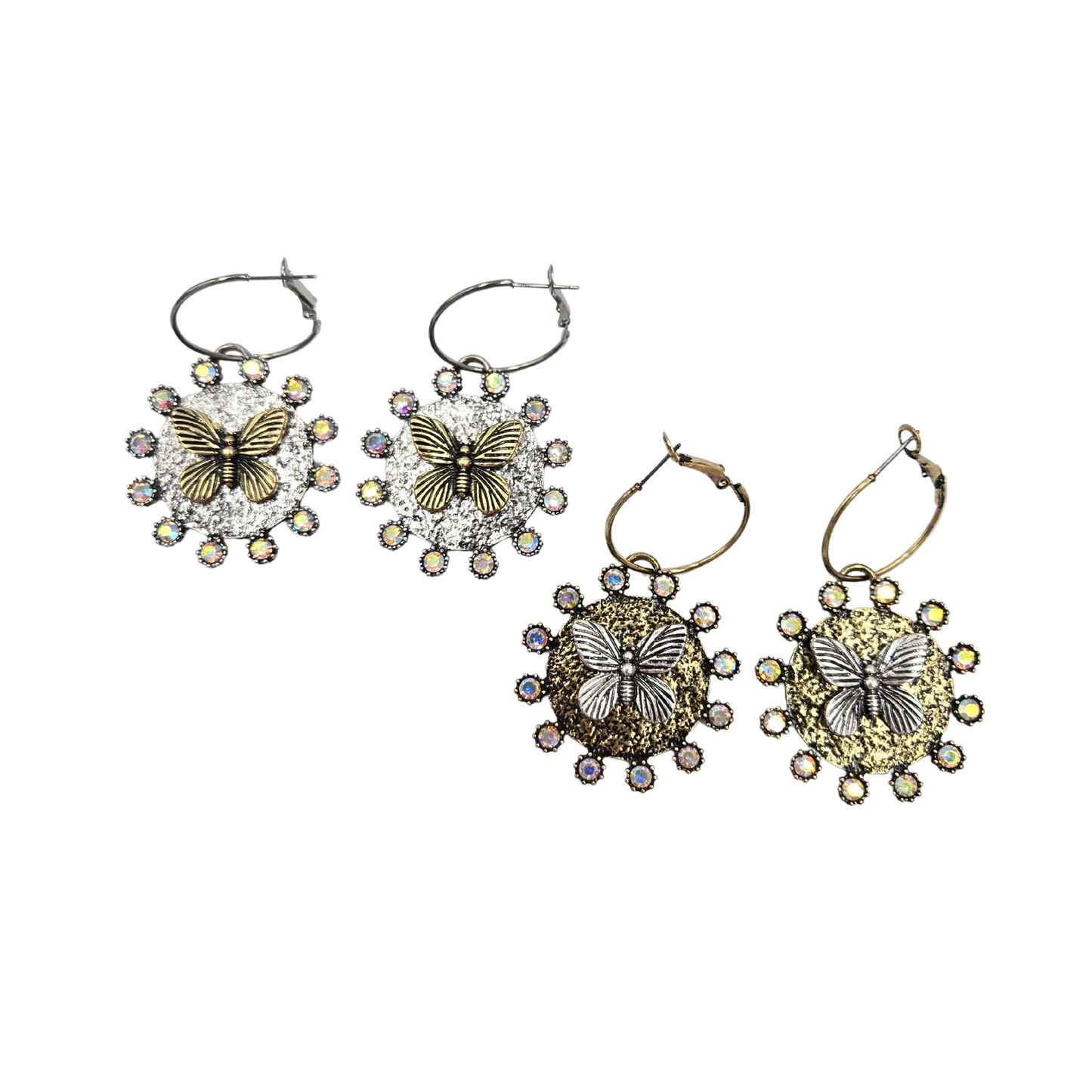 Iridescent Butterfly Coin Earrings (2 colors)