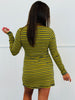 Olive Striped Long Sleeve Mini Dress (Reg & Plus)