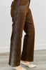 Brown Rhinestone Embellished Straight Leg Pants (Reg.)