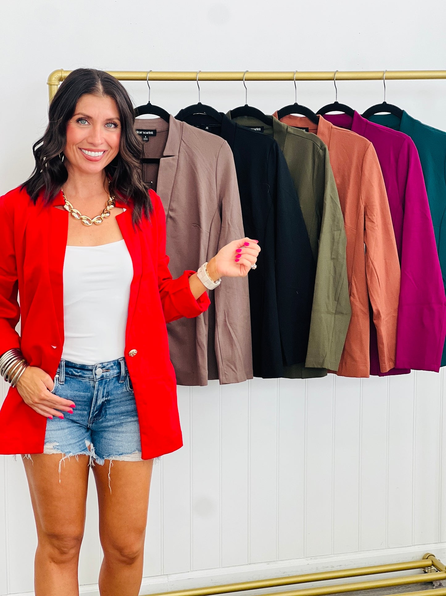 Dear Scarlett Gold Button Blazer (Reg. and Plus) - 7 Colors