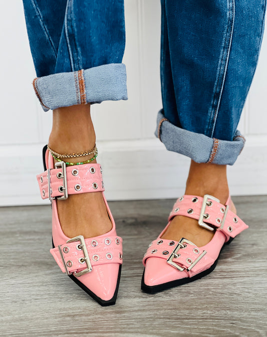 Pink Buckle It Up Slingback Flats