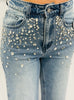 Medium Wash Rhinestone Studded Denim Jeans (Reg.)