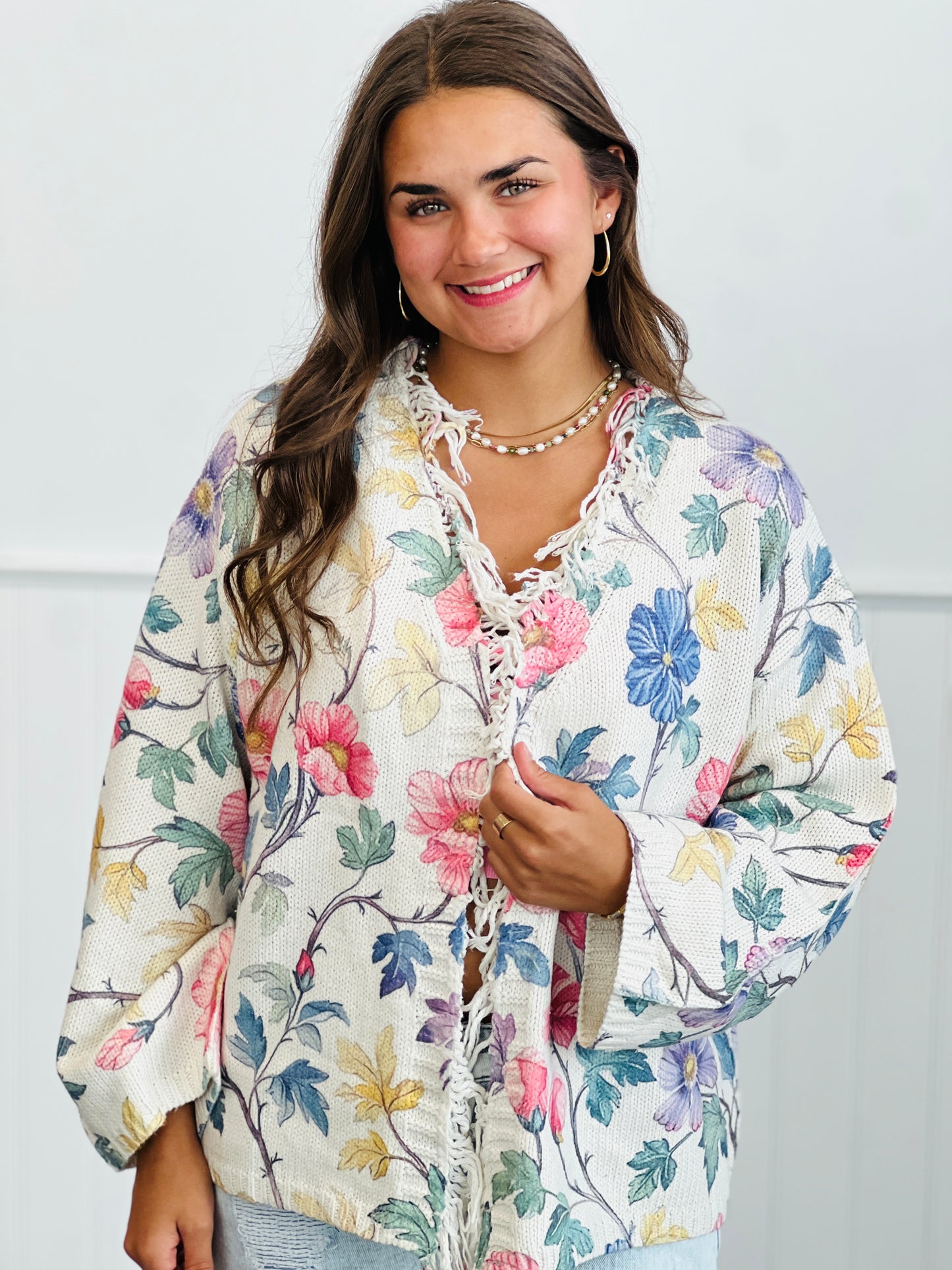 POL Cream Floral Sweater Cardigan (Reg.)
