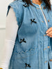 Washed Denim Scalloped & Bow Detailed Vest (Reg. and Plus)