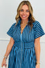 Navy Striped Zip Up Midi Dress (Reg. and Plus)
