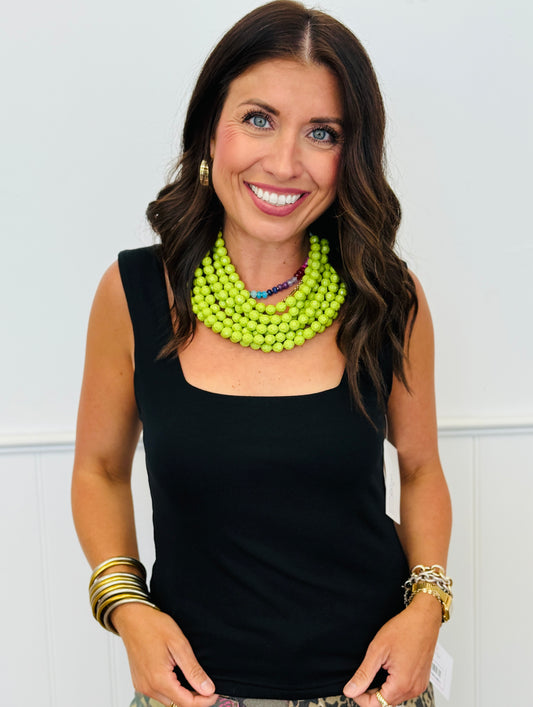 Jet Black Square Neck Top (Reg.)