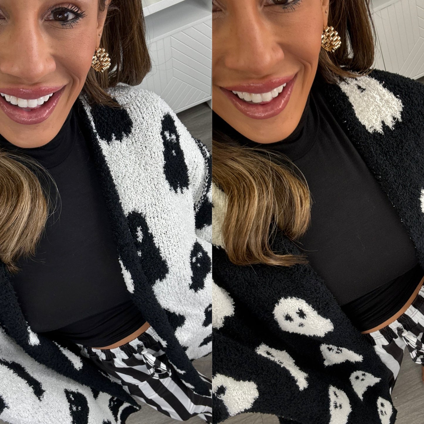Reversible Black Ghost Cloud Cardigan (One Size & Plus)
