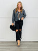Charcoal Sequin Front Tie Cardigan (Reg.)