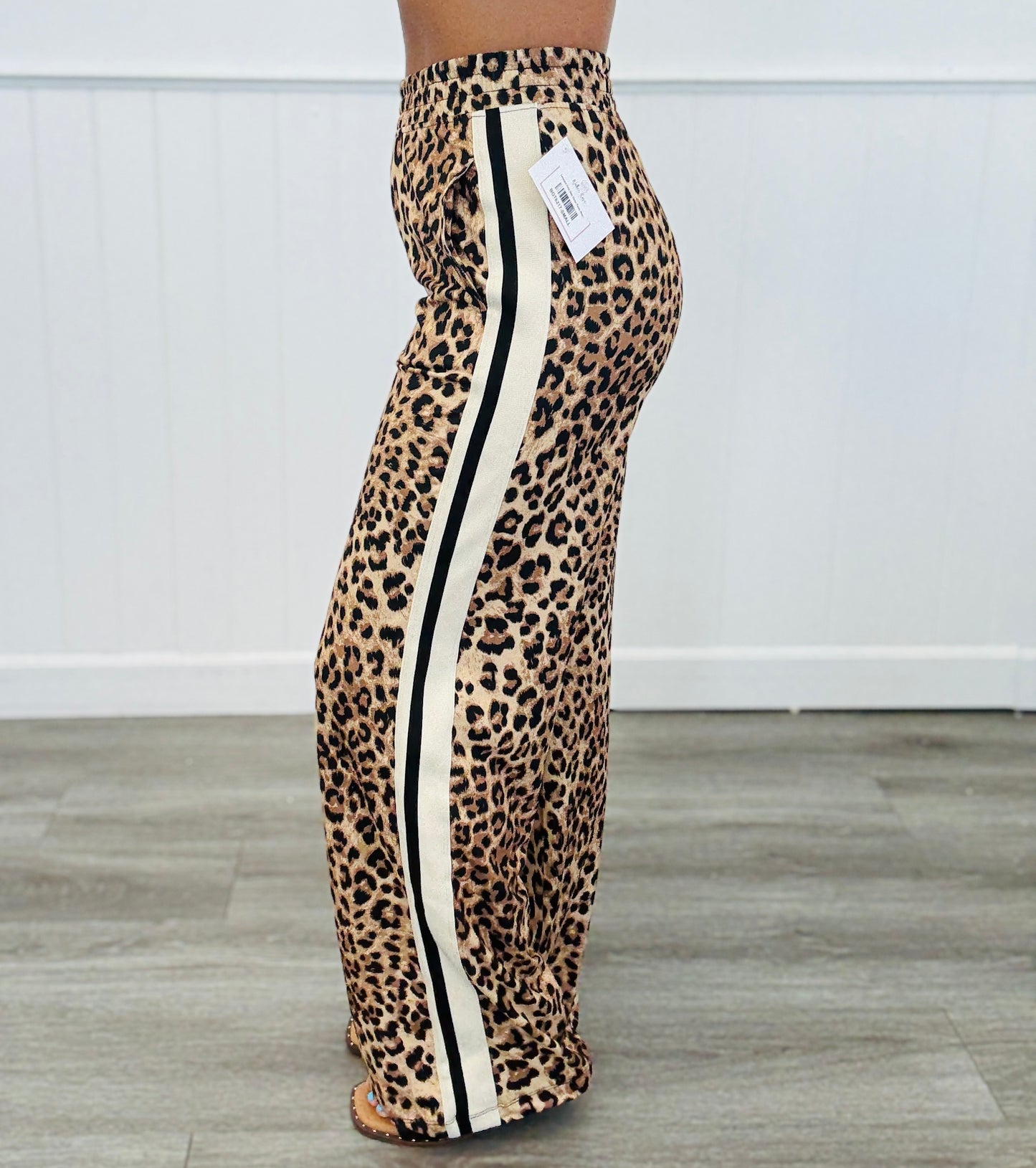 Leopard Print Side Stripe Pants (Reg.)