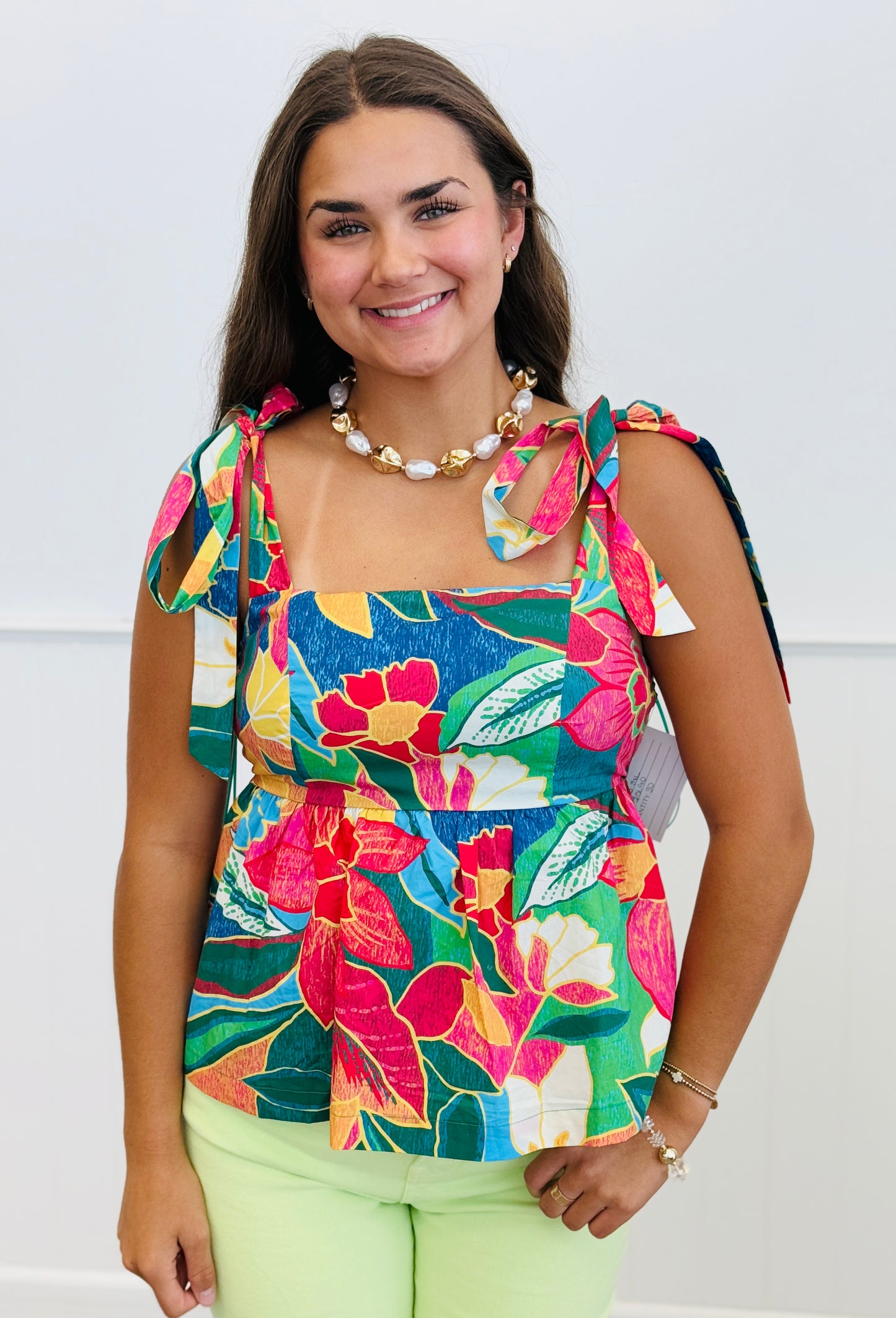 Red Multi Printed Self Tie Blouse (Reg. and Plus)