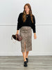 Ecru Leopard Print Satin Midi Skirt (Reg.)
