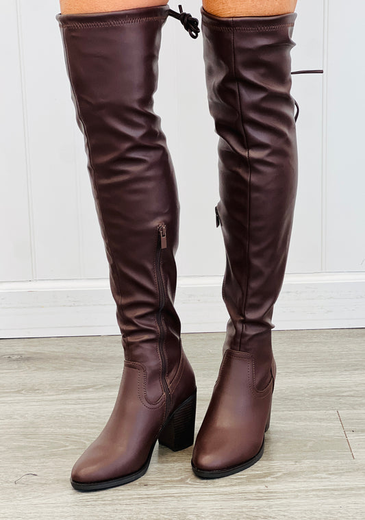 Brown Take Action Over The Knee Boots