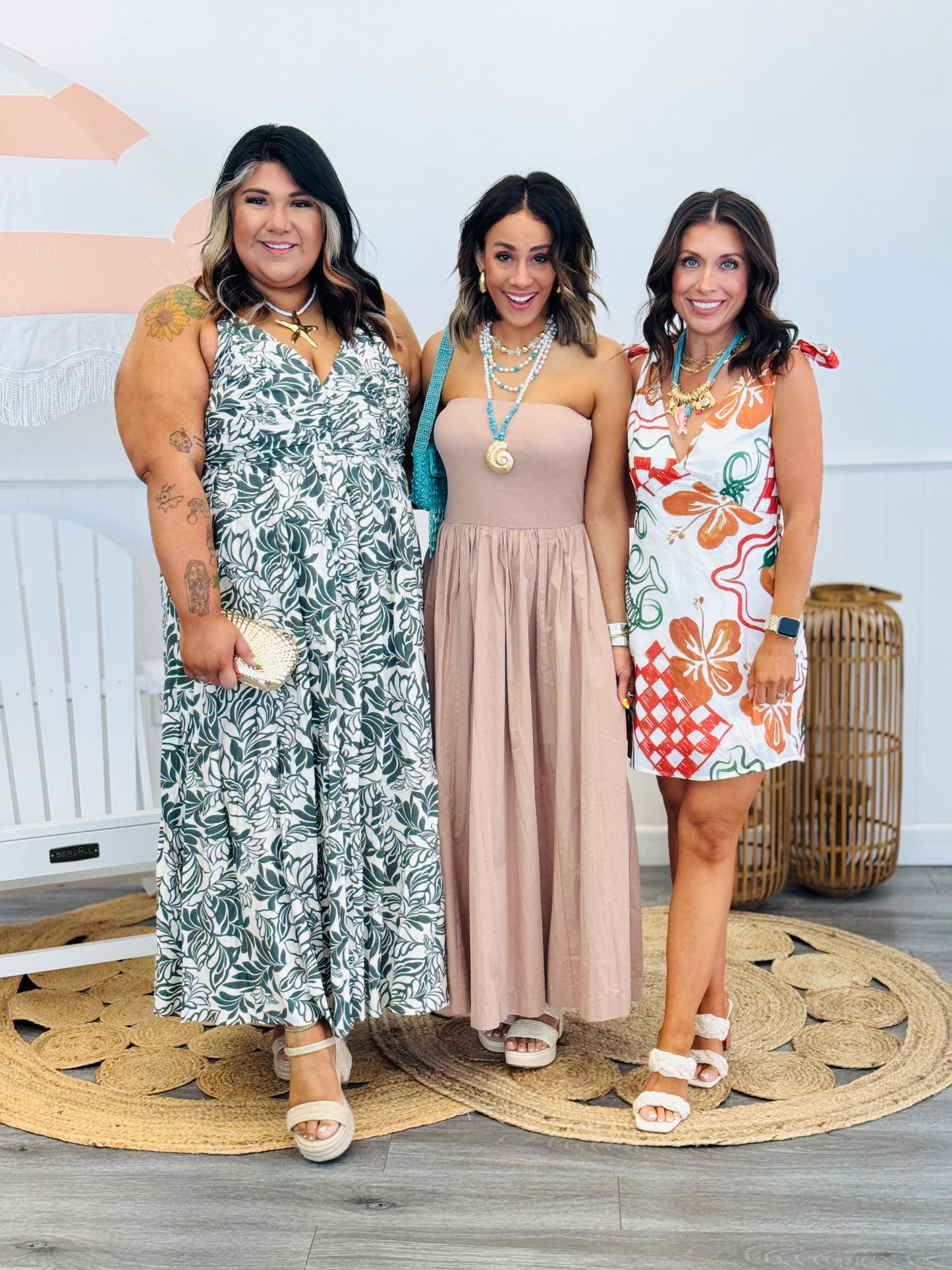 Ivory/Olive Leaf Sleeveless Maxi Dress (Reg. & Plus)
