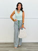 Green Striped Drawstring Pants