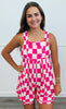 Fuchsia/Cream Checkered Overalls (Reg.)