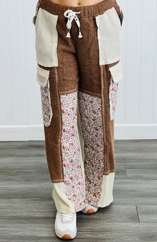 POL Oat Choco Thermal Floral Quilted Pants (Reg.)