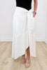 Ivory Linen Faux Wrap Maxi Skirt (Reg)
