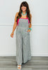 Black Stripe Wide Leg Overall Jumpsuit (Reg.)