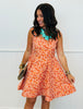 Orange Jacquard Floral Twirl Mini Dress (Reg.)