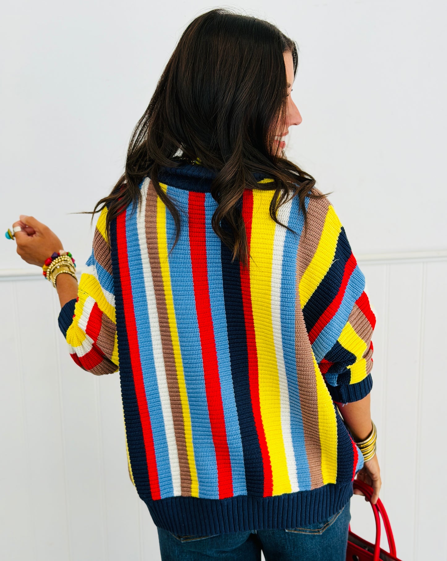 Navy Multi Striped Sweater Top (Reg.)