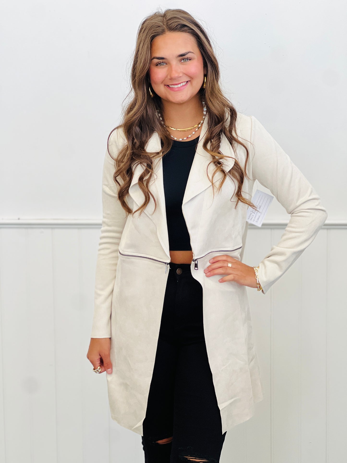 Essential Faux Suede Zip Detail Coat (Reg.)-4 Colors