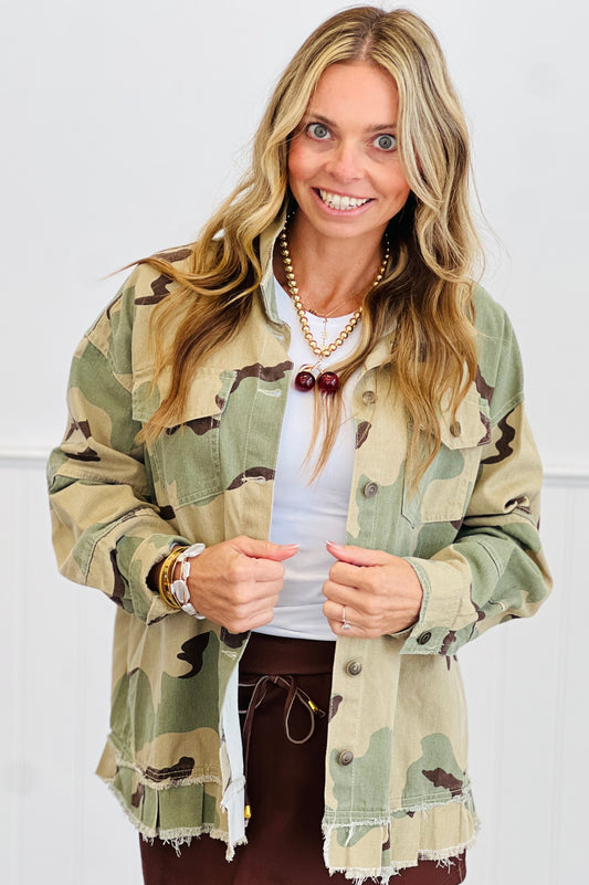 Camo Ruffle Hem Work Jacket (Reg.)