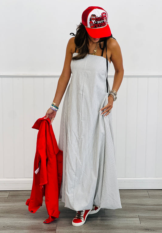 Ivory Stripe Floating Maxi Dress (Reg)