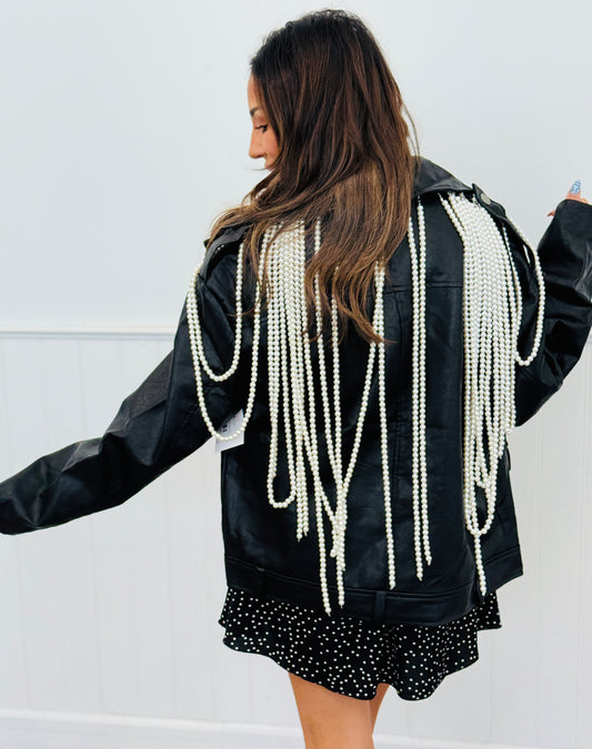 Black Dripping In Pearls Jacket (Reg.)