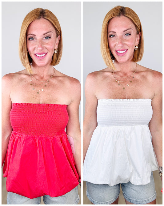 Smocked Bubble Tube Top (Reg.)-2 Colors