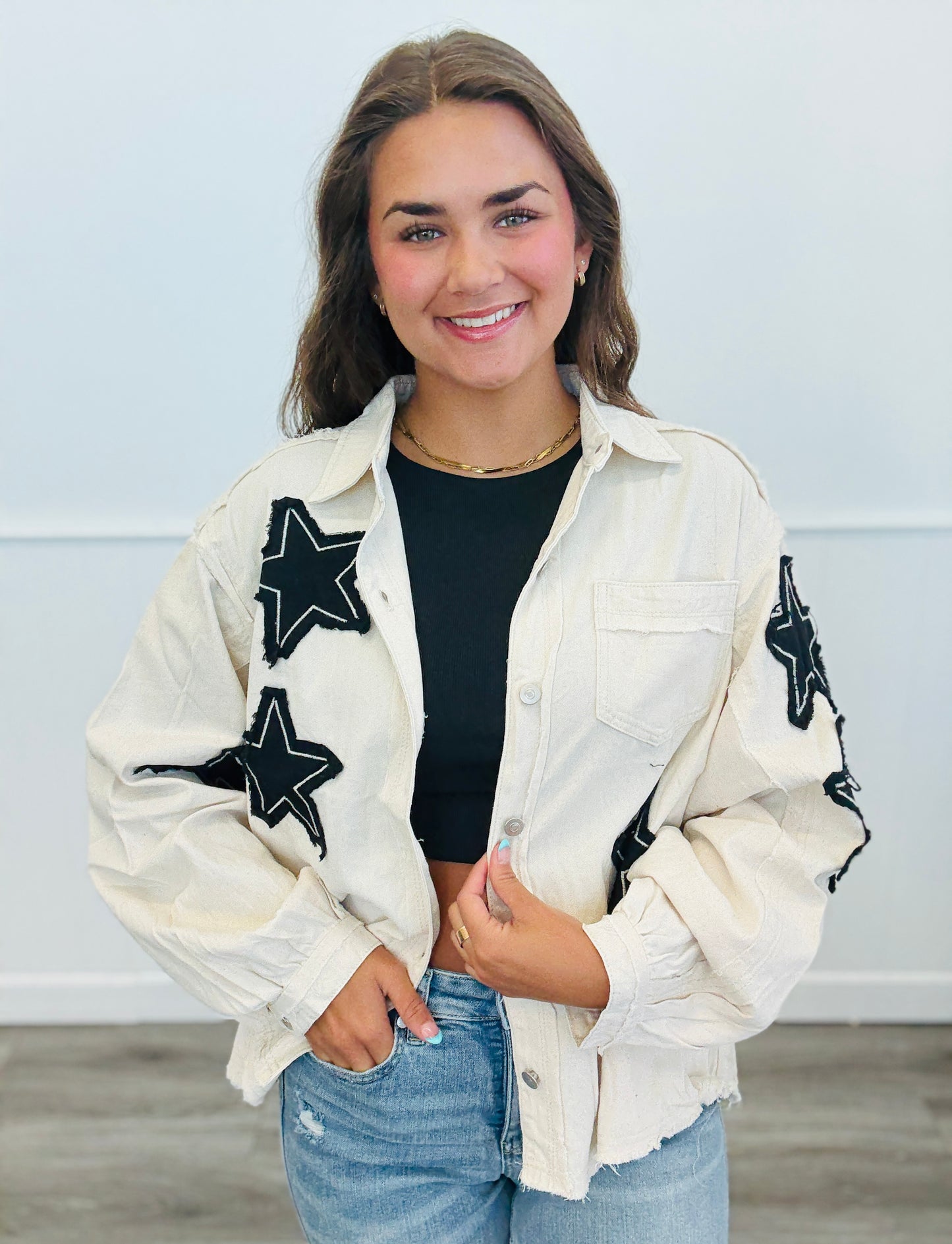POL Natural Stars Above Denim Jacket (Reg.)
