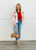White Textured Heart Pattern Cardigan (Reg & Plus)