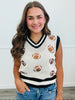 Glitter Football Patches Knit White Vest (Reg. and Plus)