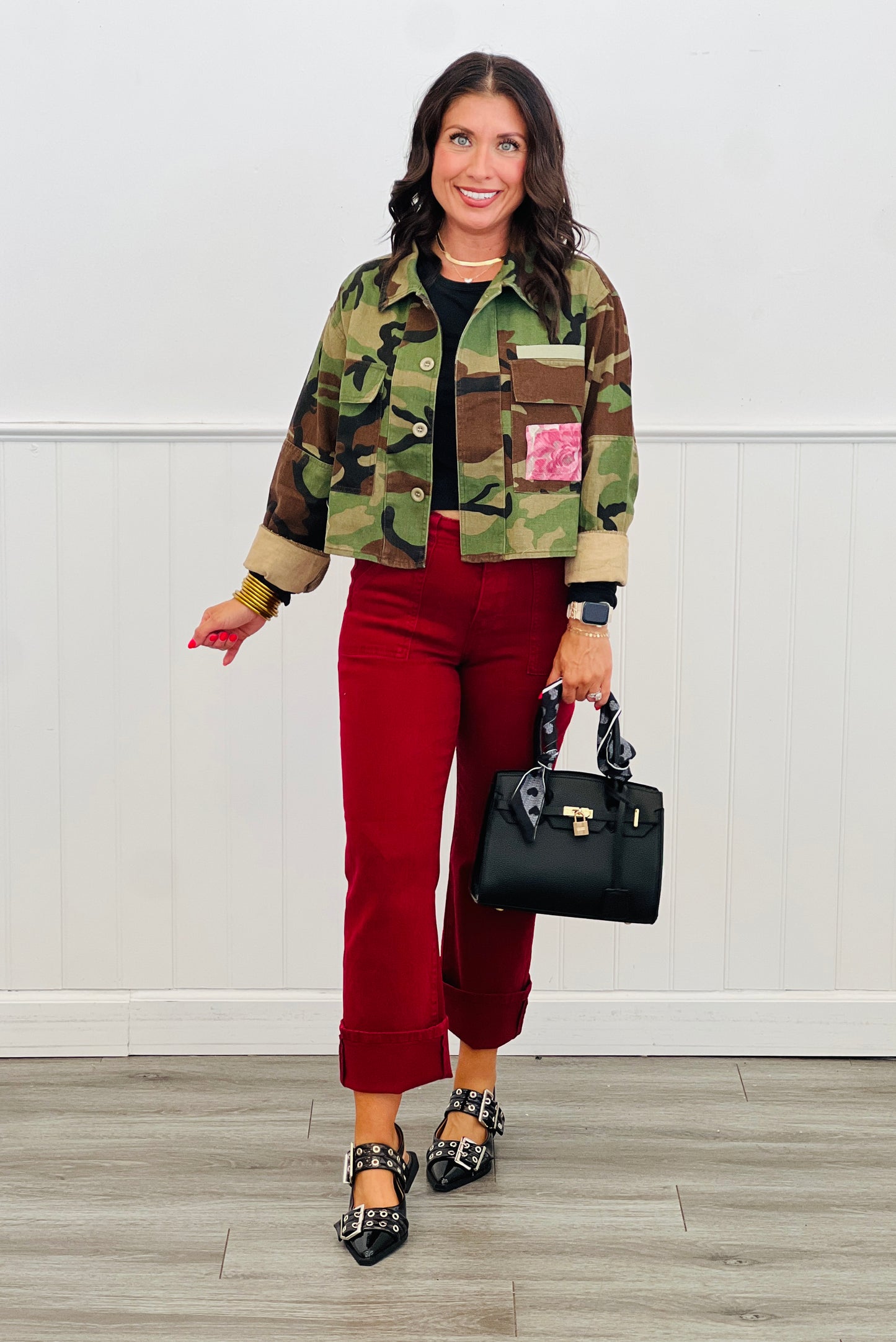 Risen Wine-d Down Patch Pockets Pants Jeans (Reg & Plus)