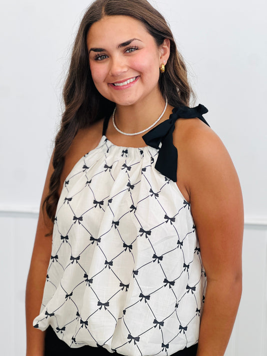 Ivory Halter Bubble Hem Top (Reg. & Plus)