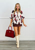 Brown Multi Animal Print Shirt & Pants Set (Reg & Plus)