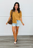 Caramel Contrast Trim Collar Blouse (Reg.)