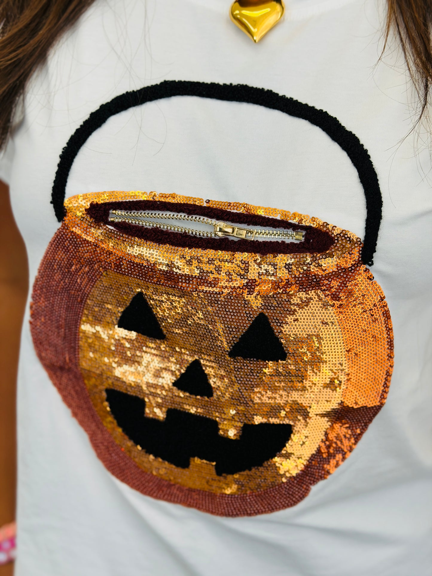 Queen Of Sparkles White Pumpkin Candy Bucket Tee (Reg. and Plus)