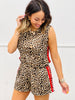 Leopard Love Print Red Side Stripe Shorts Set (Reg & Plus)