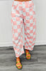 Baby Pink Checkered Print Barrel Pants (Reg & Plus)
