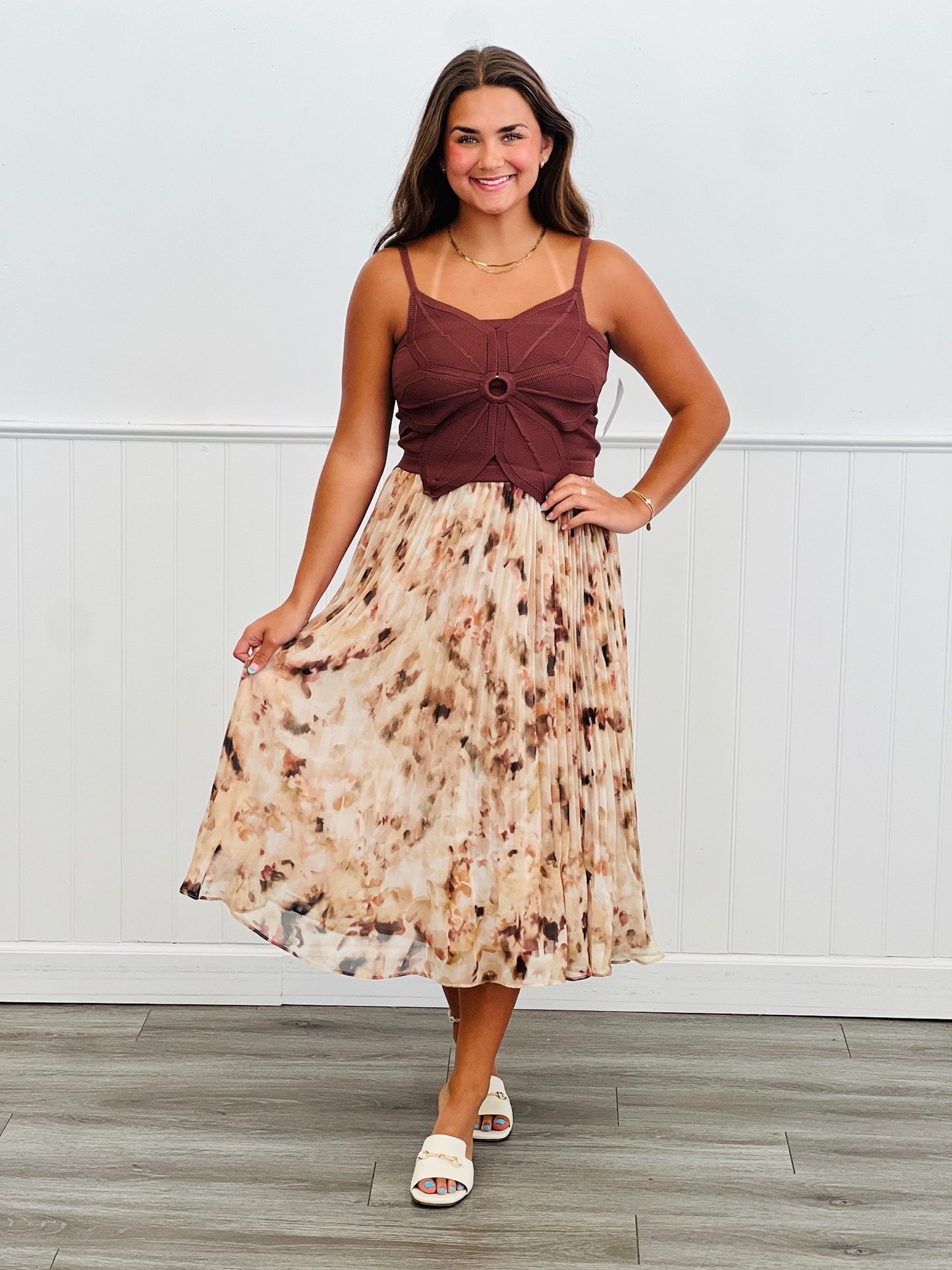 Multi Abstract Print Midi Skirt (Reg & Plus)