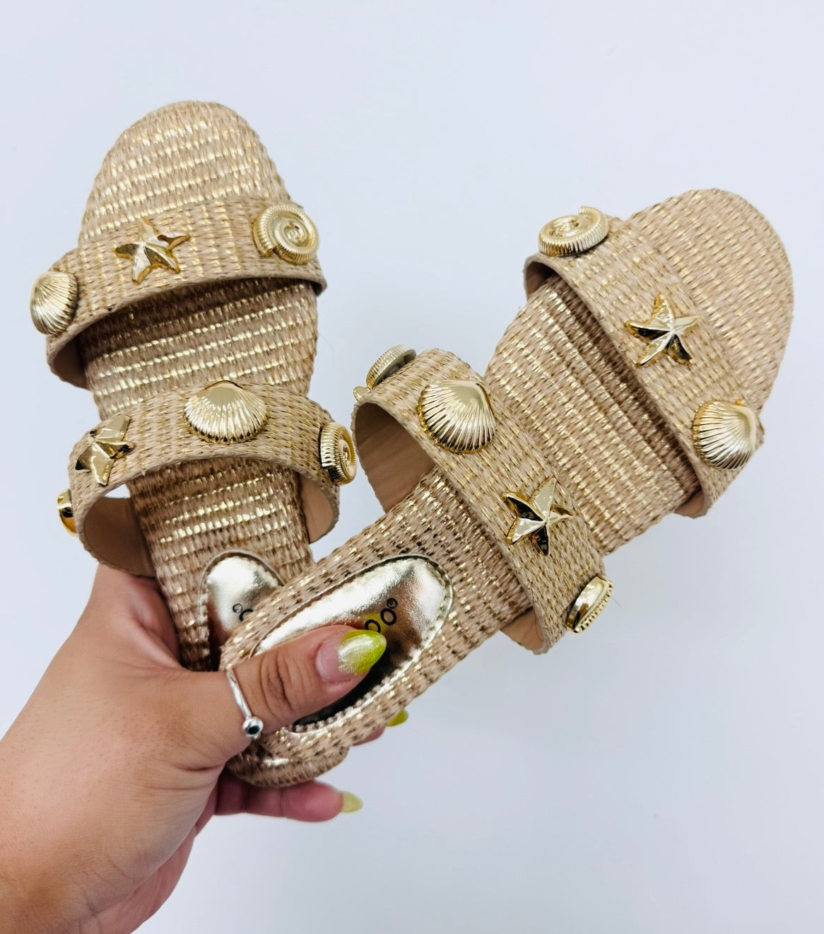 Raffia Golden Tide Sandals