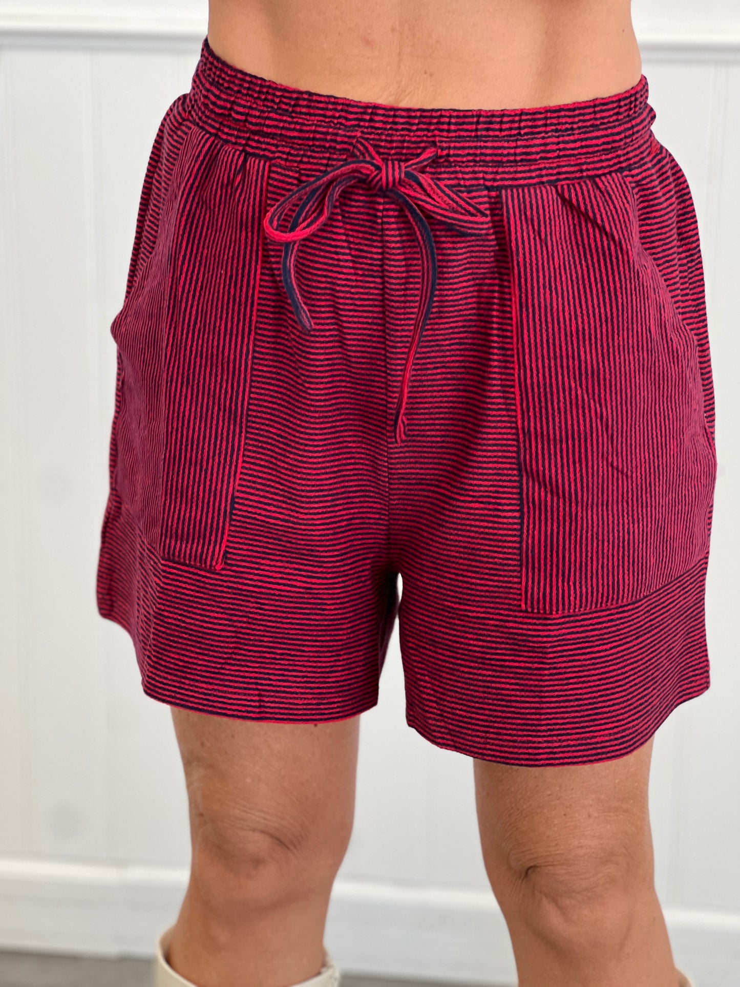 Red/Navy 2-Piece Striped Lounge Set (Reg & Plus)