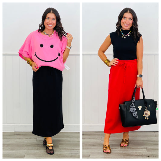 Modal Scuba Long Skirt (Reg & Plus)-2 Colors