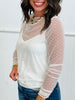 Cream Polka Dot Mesh Blouse (Reg & Plus)