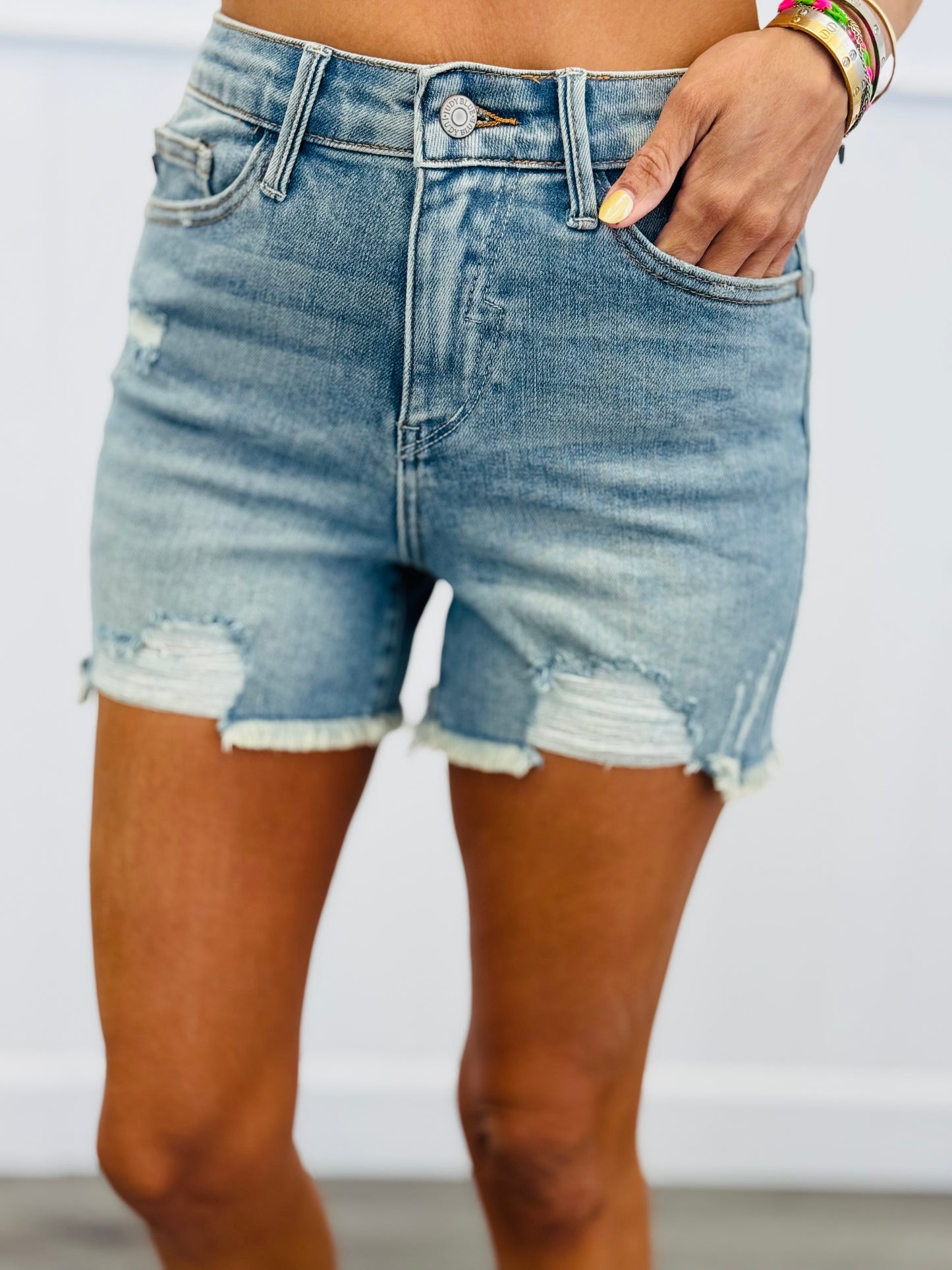 Judy Blue Beautiful Destinations Vintage Wash Shorts (Reg. and Plus)