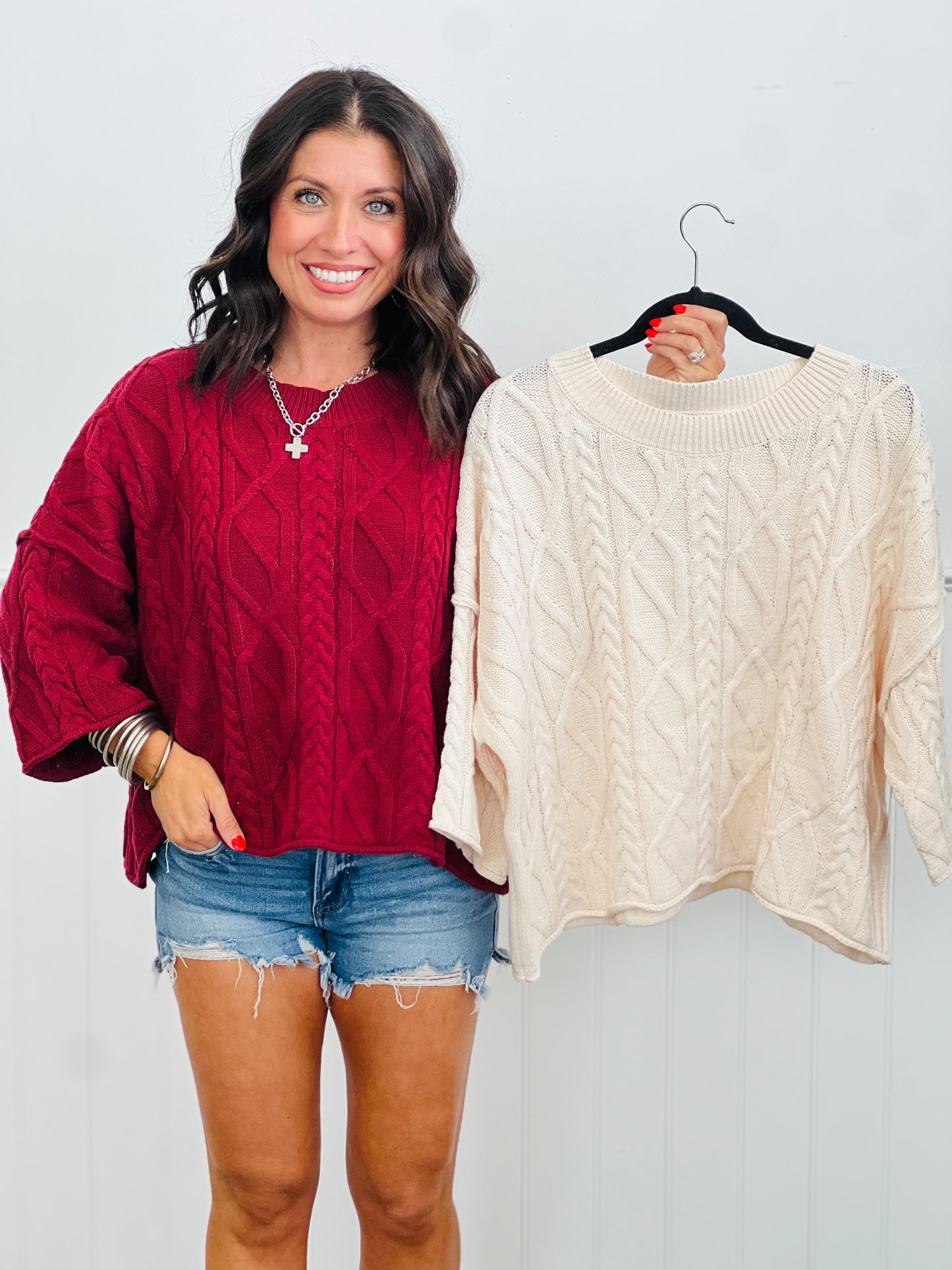 Cable Knit Sweater Top (Reg.) - 2 Colors
