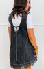 Black Washed Denim Lace Trim Mini Dress  (Reg.)